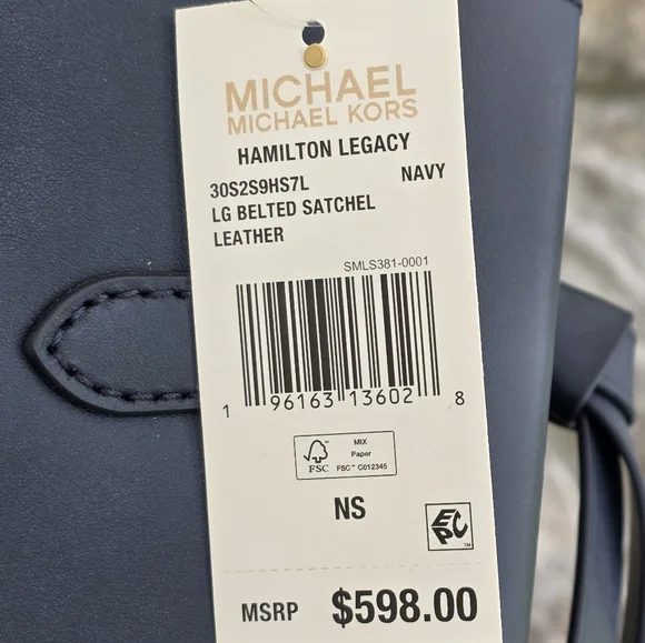 Michael Kors Hamilton Legacy Large Belted Blue Satchel - Picture 6 of 7